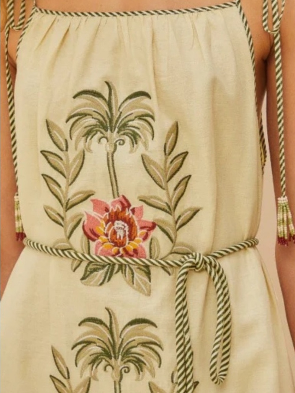 FARM Rio Cream Maxi Dress with Pink Floral Embroidery - Picture 4 of 4